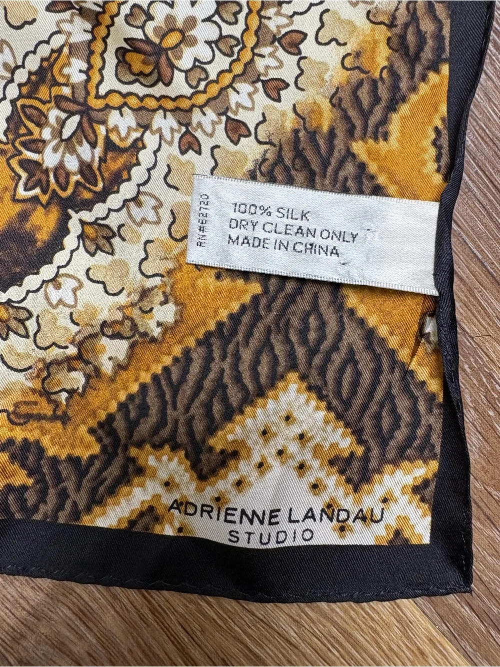 Adrienne Landau Gold and Black Animal Print Silk-Feel Scarf